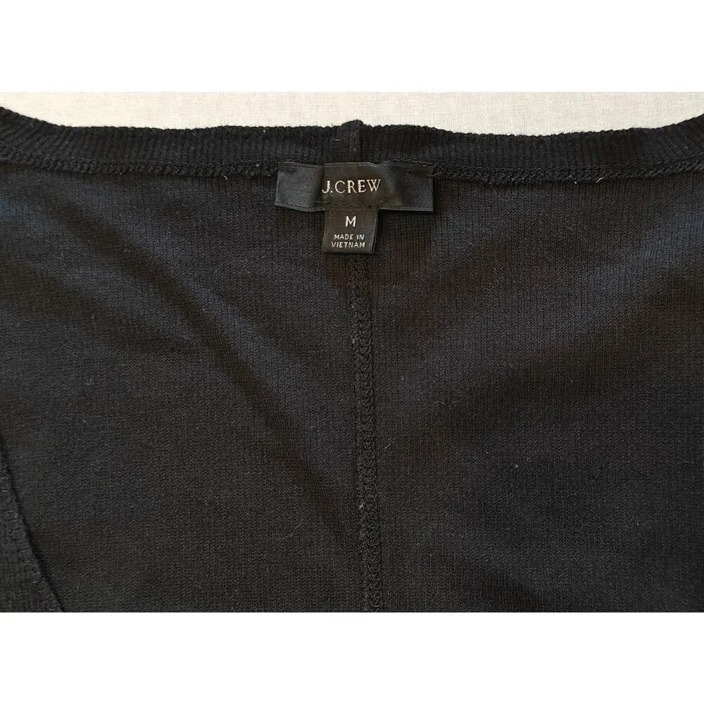 J.Crew Black Button Front Cardigan Sweater Size M Minimal Classic